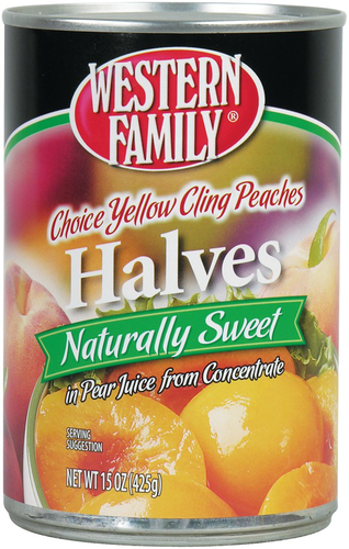 slide 1 of 1, Western Family Cling Peach Halves, 15 oz