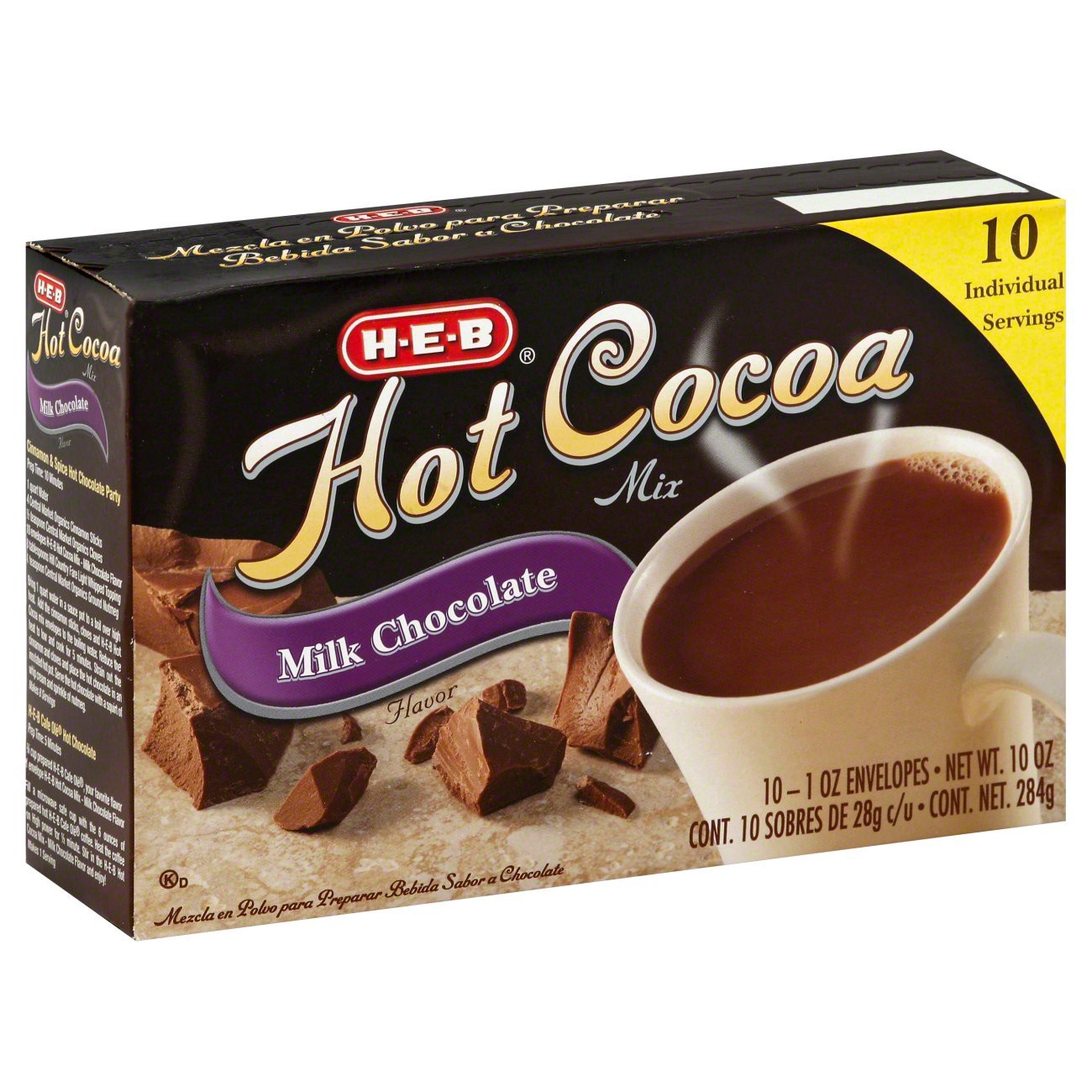 slide 1 of 1, H-E-B Hot Cocoa Mix Milk Chocolate Flavor, 10 ct