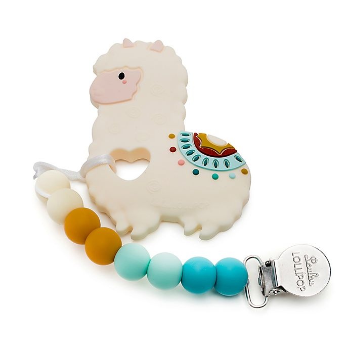 slide 1 of 8, Loulou Lollipop Llama Teether with Clip, 1 ct