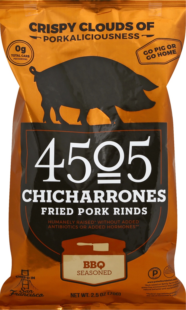 slide 9 of 11, 4505 Meats Chicharrones Smokehouse BBQ Pork Rinds, 2.5 oz