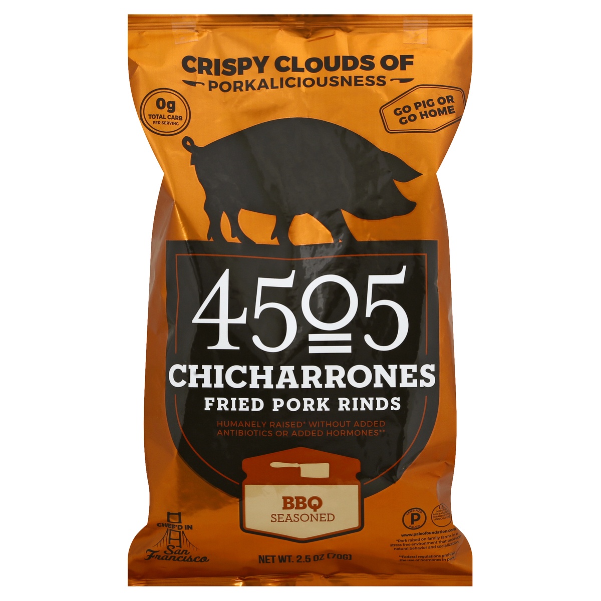 slide 11 of 11, 4505 Meats Chicharrones Smokehouse BBQ Pork Rinds, 2.5 oz