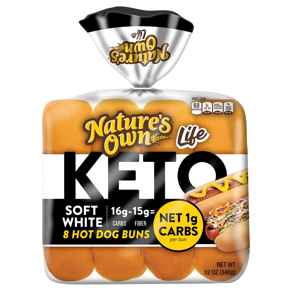 slide 1 of 14, Nature''s Own Life Keto Soft White Hotdog Buns, Keto Hotdog Buns, Keto Bread Buns, 8 Count, 8 ct