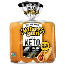 Nature''s Own Life Keto Soft White Hotdog Buns, Keto Hotdog Buns, Keto Bread Buns, 8 Count