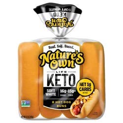 Nature''s Own Life Keto Soft White Hotdog Buns, Keto Hotdog Buns, Keto Bread Buns, 8 Count