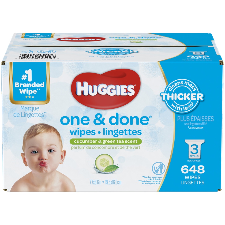 slide 1 of 1, Huggies One And Done Refreshing Baby Wipes, 3 pk; 216 ct