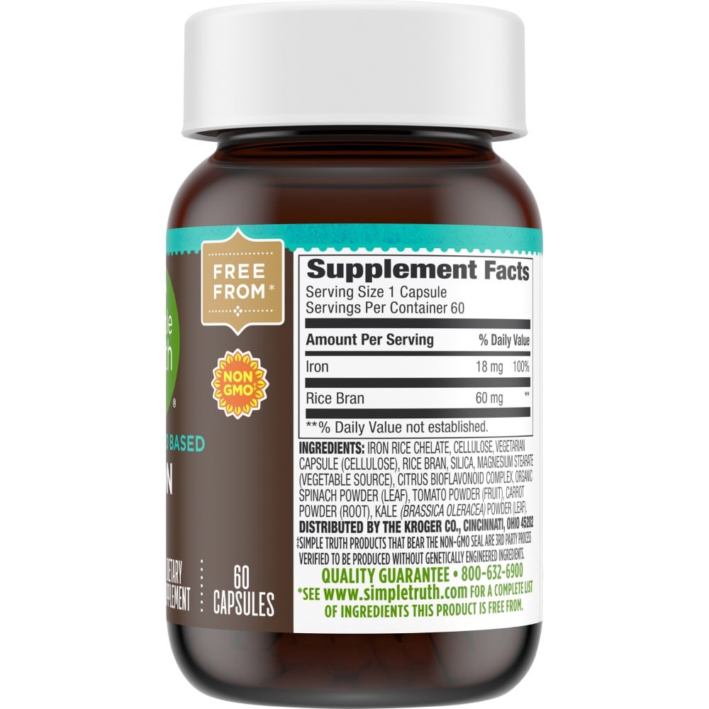 slide 3 of 3, Simple Truth Whole Food Based Iron Capsules, 60 ct