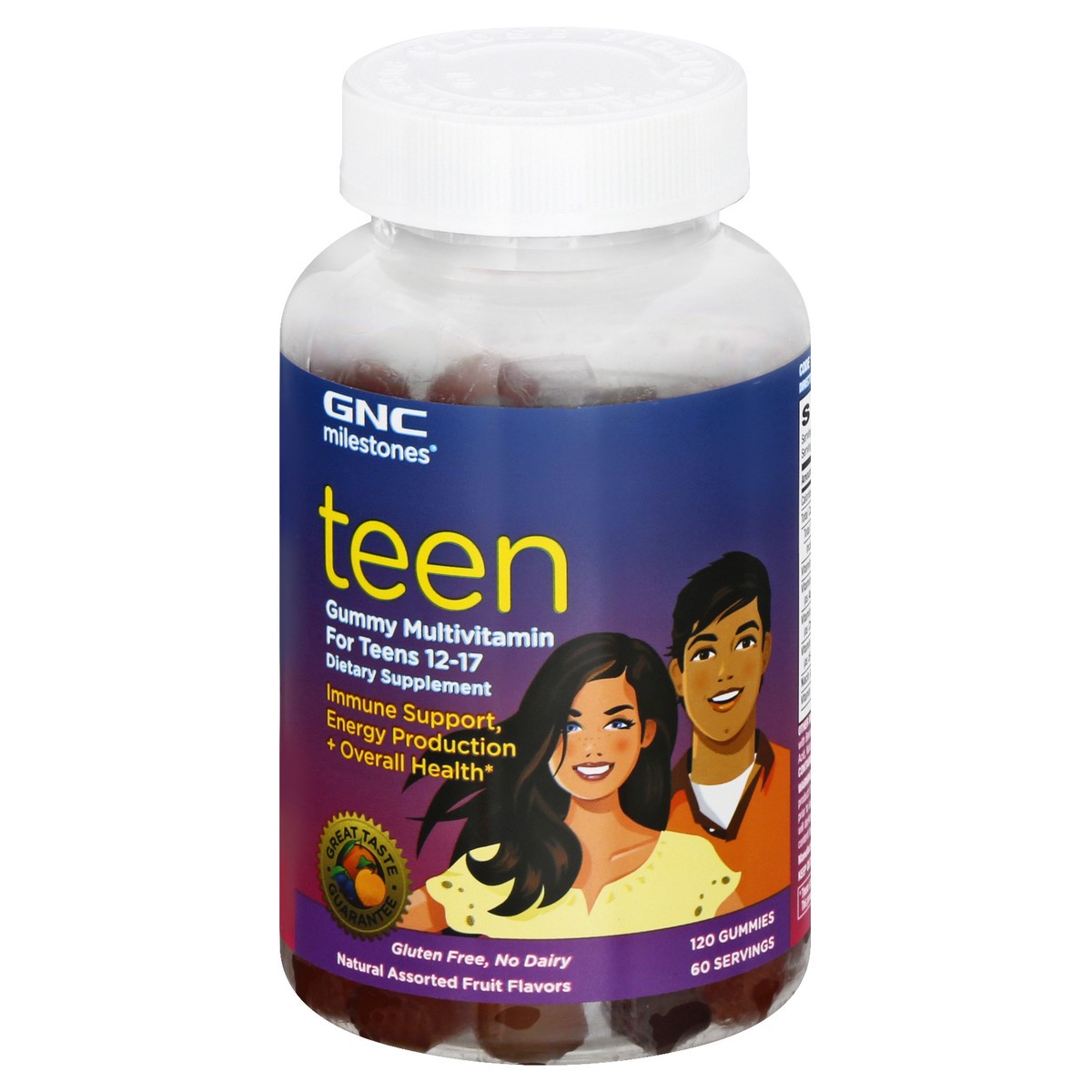slide 1 of 9, GNC Milestones Teen Gummies Natural Assorted Fruit Flavors Multivitamin 120 ea, 120 ct
