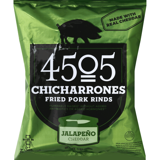 slide 1 of 1, 4505 Meats Jalapeno Cheddar Chicharrones, 1 oz