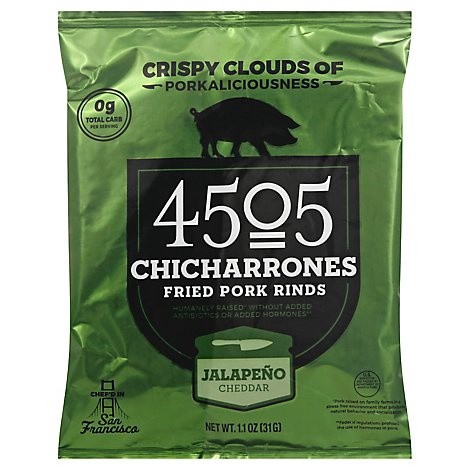 slide 1 of 1, 4505 Meats Jalapeno Cheddar Chicharrones, 1 oz