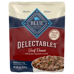 Blue Buffalo Delectables Natural Wet Dog Food Topper, Beef Dinner 3oz