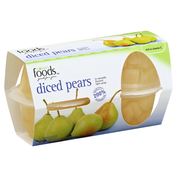 slide 1 of 1, Lowes Foods Diced Pears In Light Syrup Cups, 4 ct; 16 oz