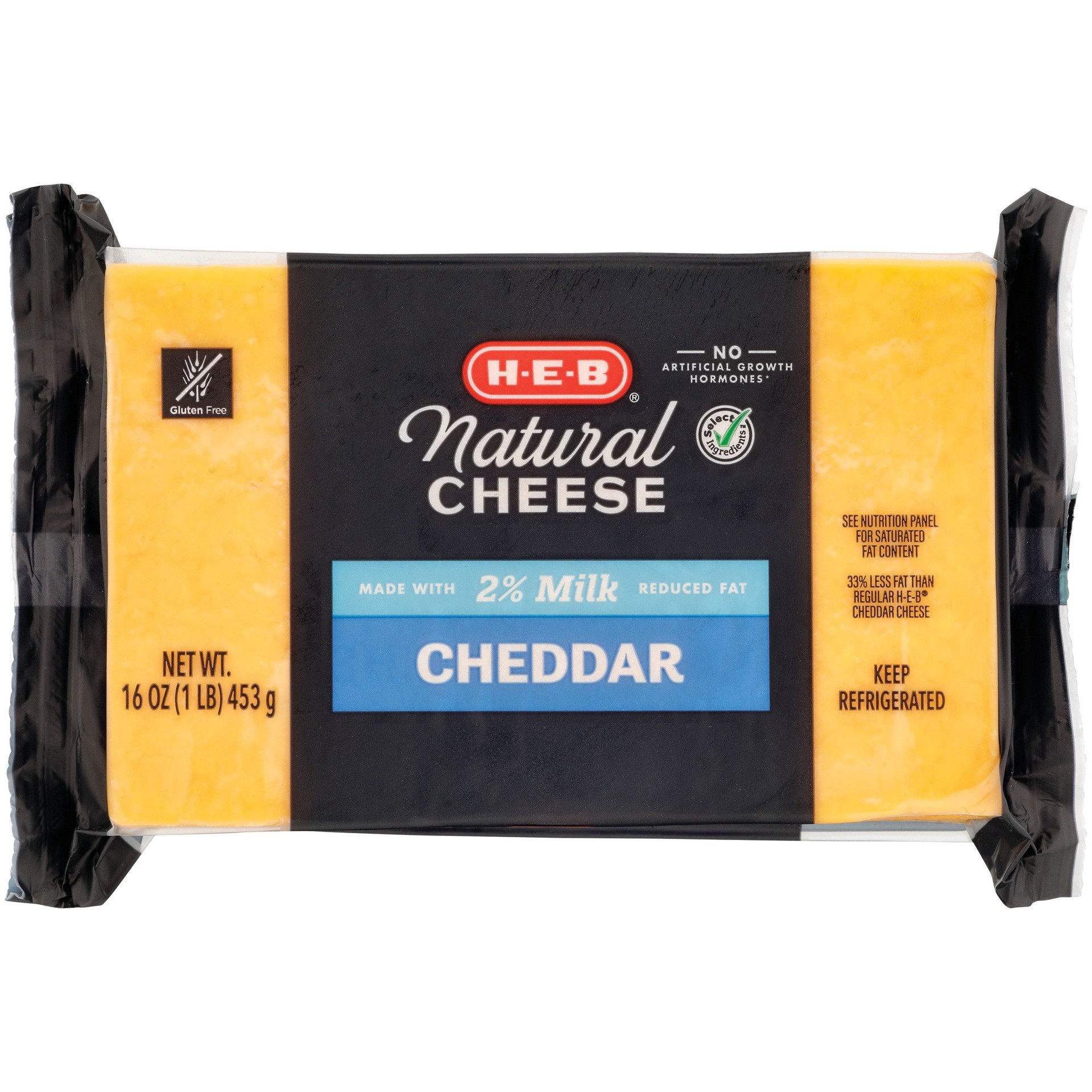 slide 1 of 1, H-E-B Reduced Fat Cheddar Cheese, 16 oz