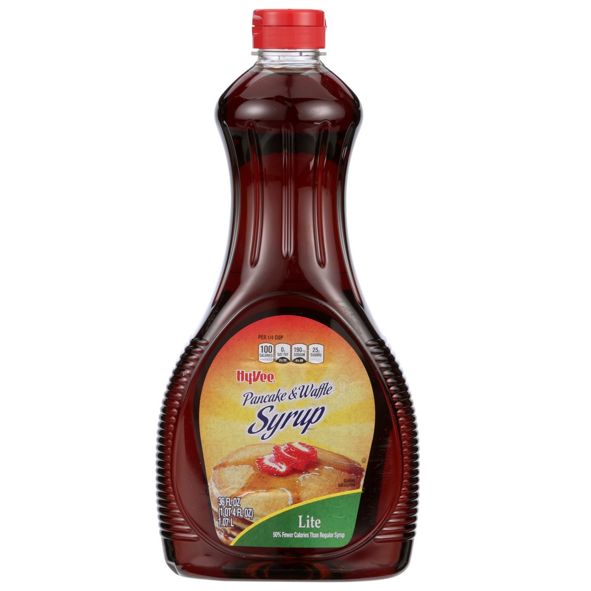 slide 6 of 8, Hy-vee Lite Pancake & Waffle Syrup, 36 fl oz