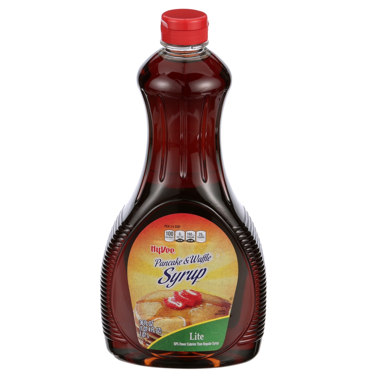 slide 1 of 8, Hy-vee Lite Pancake & Waffle Syrup, 36 fl oz