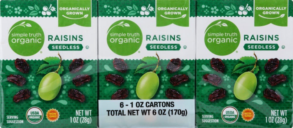 slide 2 of 4, Simple Truth Organic Seedless Raisins, 1 oz