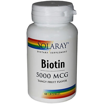 slide 1 of 1, Solaray Biotin 5000 MCG Lozenges, 60 ct