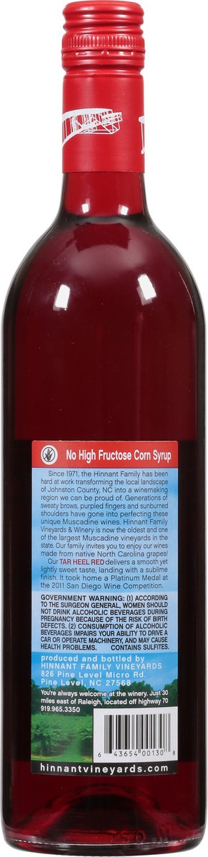 slide 5 of 9, Hinnant Vineyards Tar Heel Red North Carolina Sweet Red Muscadine Wine 750 ml, 750 ml