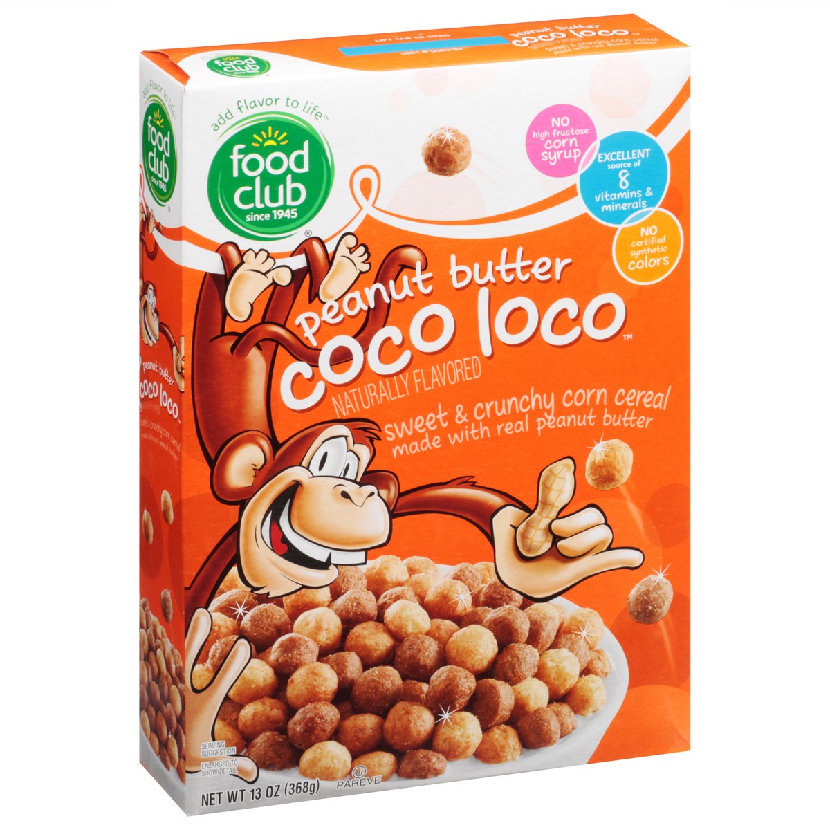 slide 2 of 11, Food Club Peanut Butter Coco Loco Sweet & Crunchy Corn Cereal, 13 oz