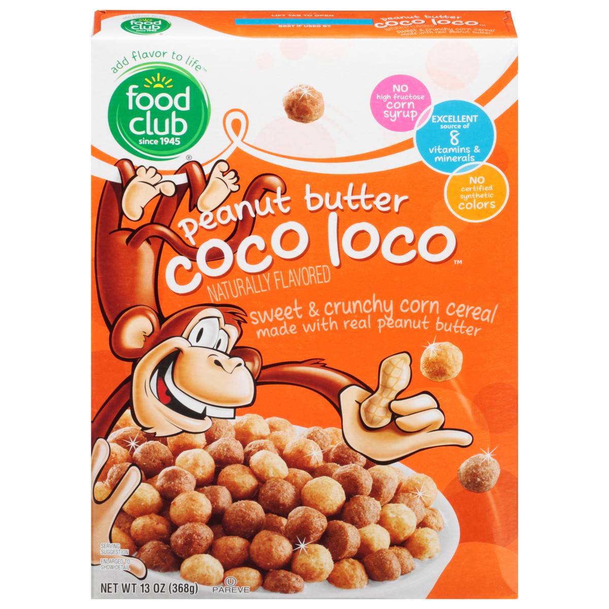 slide 1 of 11, Food Club Peanut Butter Coco Loco Sweet & Crunchy Corn Cereal, 13 oz