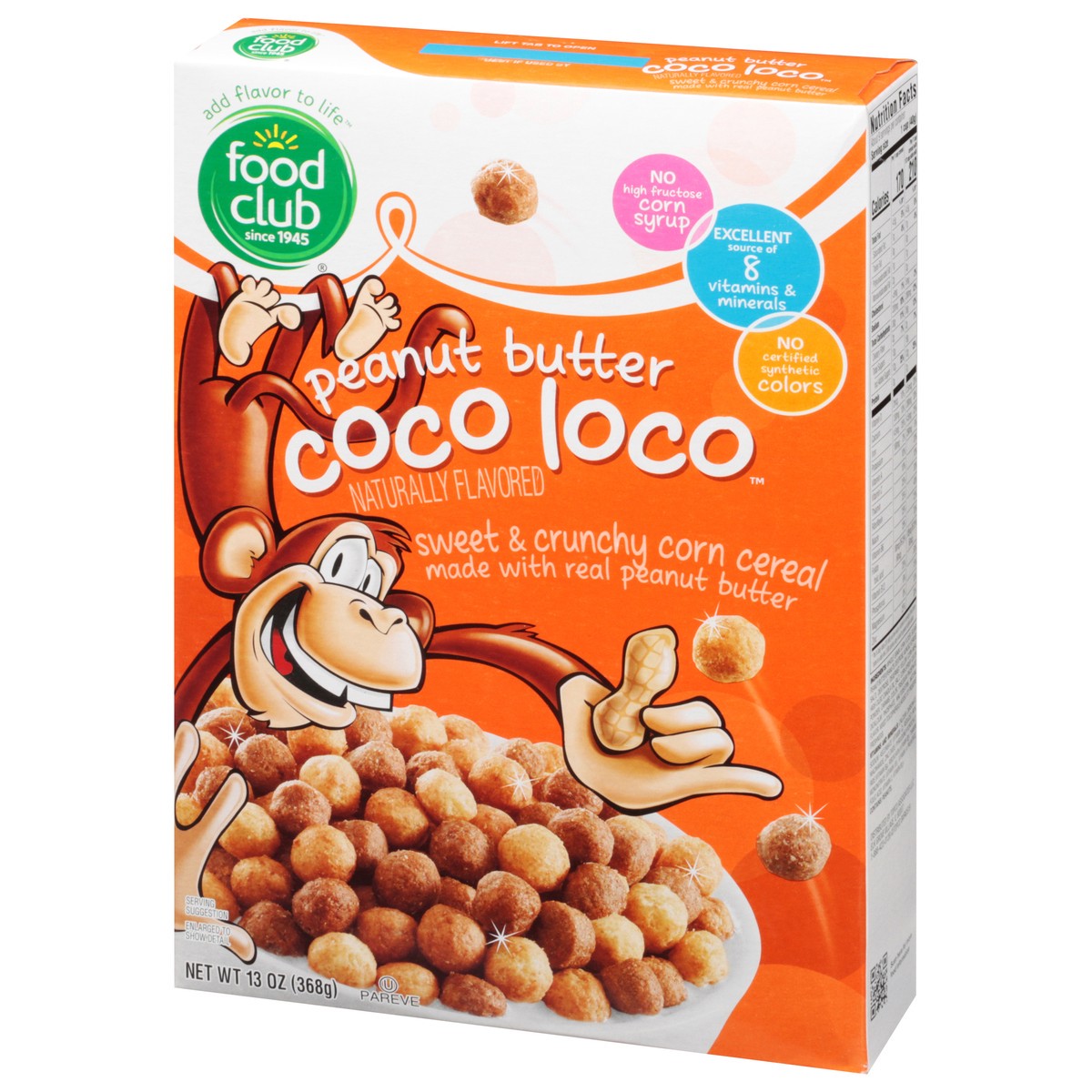 slide 3 of 11, Food Club Peanut Butter Coco Loco Sweet & Crunchy Corn Cereal, 13 oz