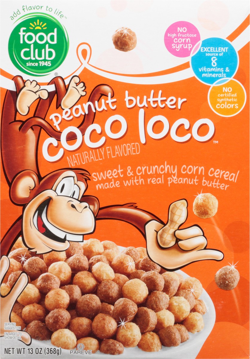 slide 9 of 11, Food Club Peanut Butter Coco Loco Sweet & Crunchy Corn Cereal, 13 oz