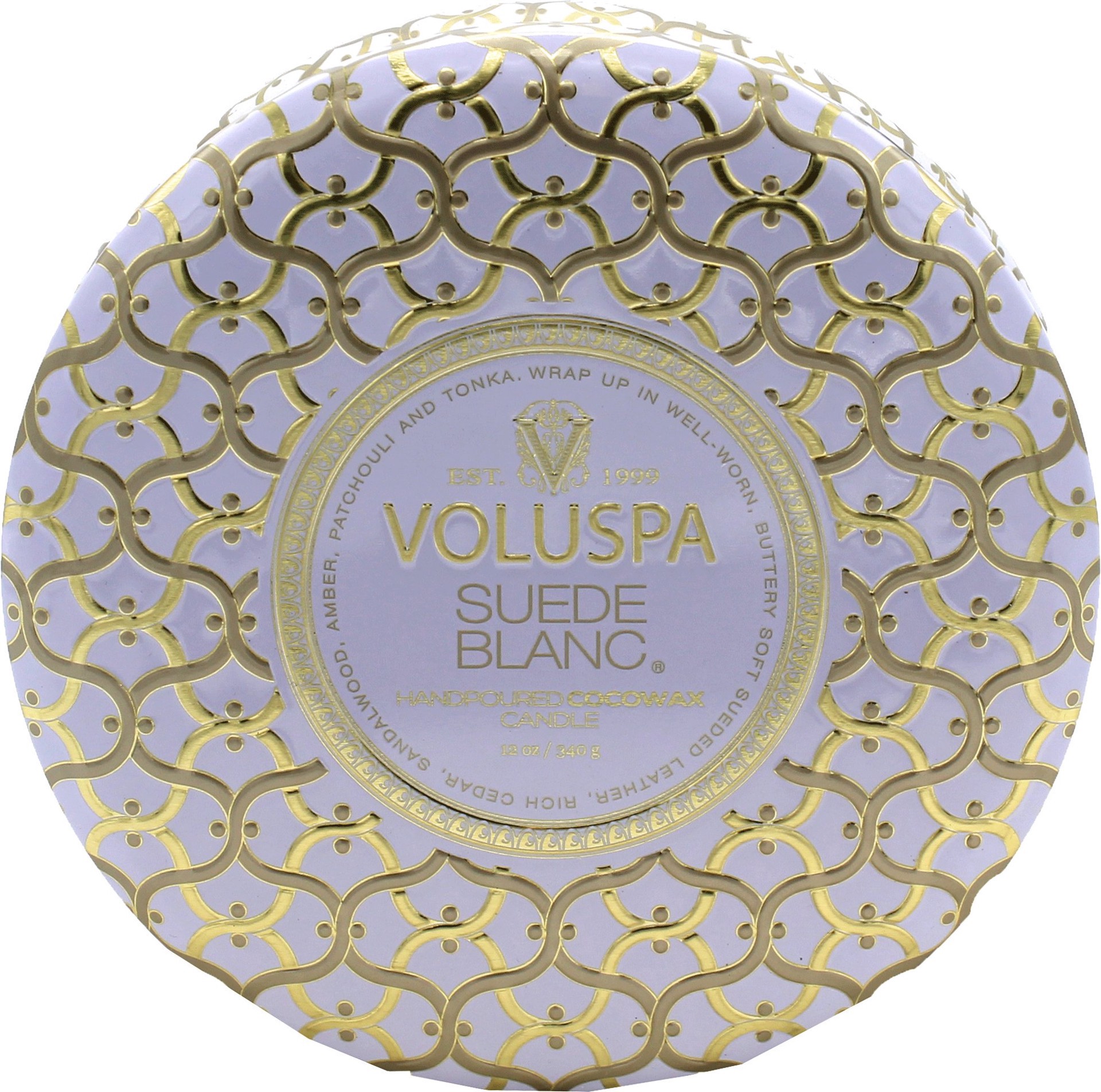 slide 1 of 1, Voluspa Suede Blanc Tin Candle, 12 oz