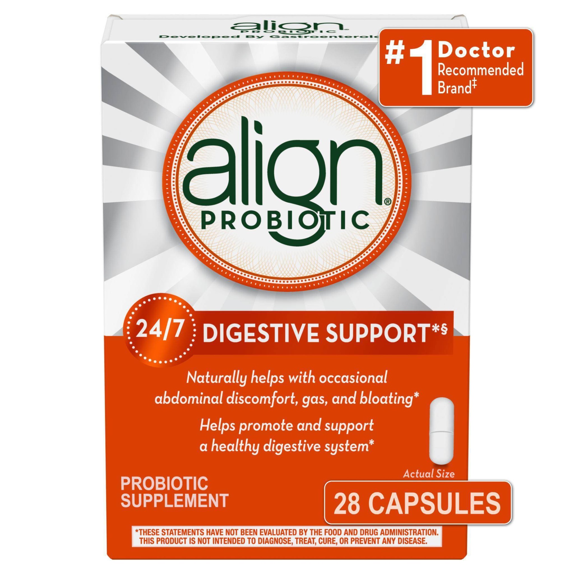 slide 1 of 2, Align Probiotic Supplement Digestive Capsules, 28 ct