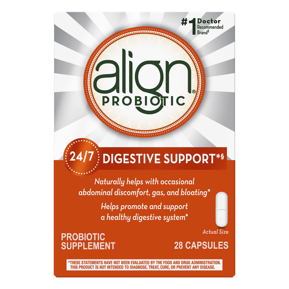slide 1 of 2, Align Digestive Support Capsules Probiotic 28 ea, 28 ct