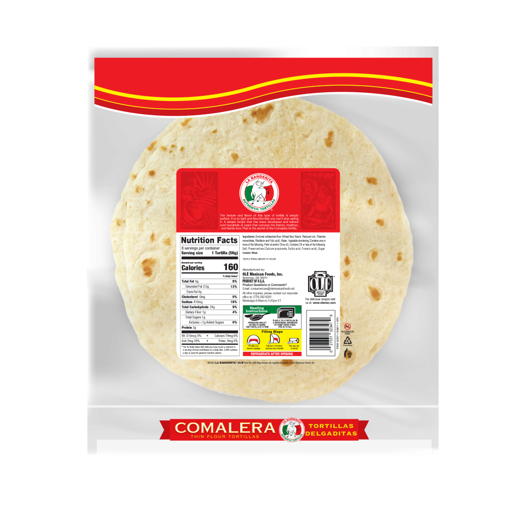 slide 2 of 2, La Banderita Thin Flour Tortillas 8 ea, 8 ct