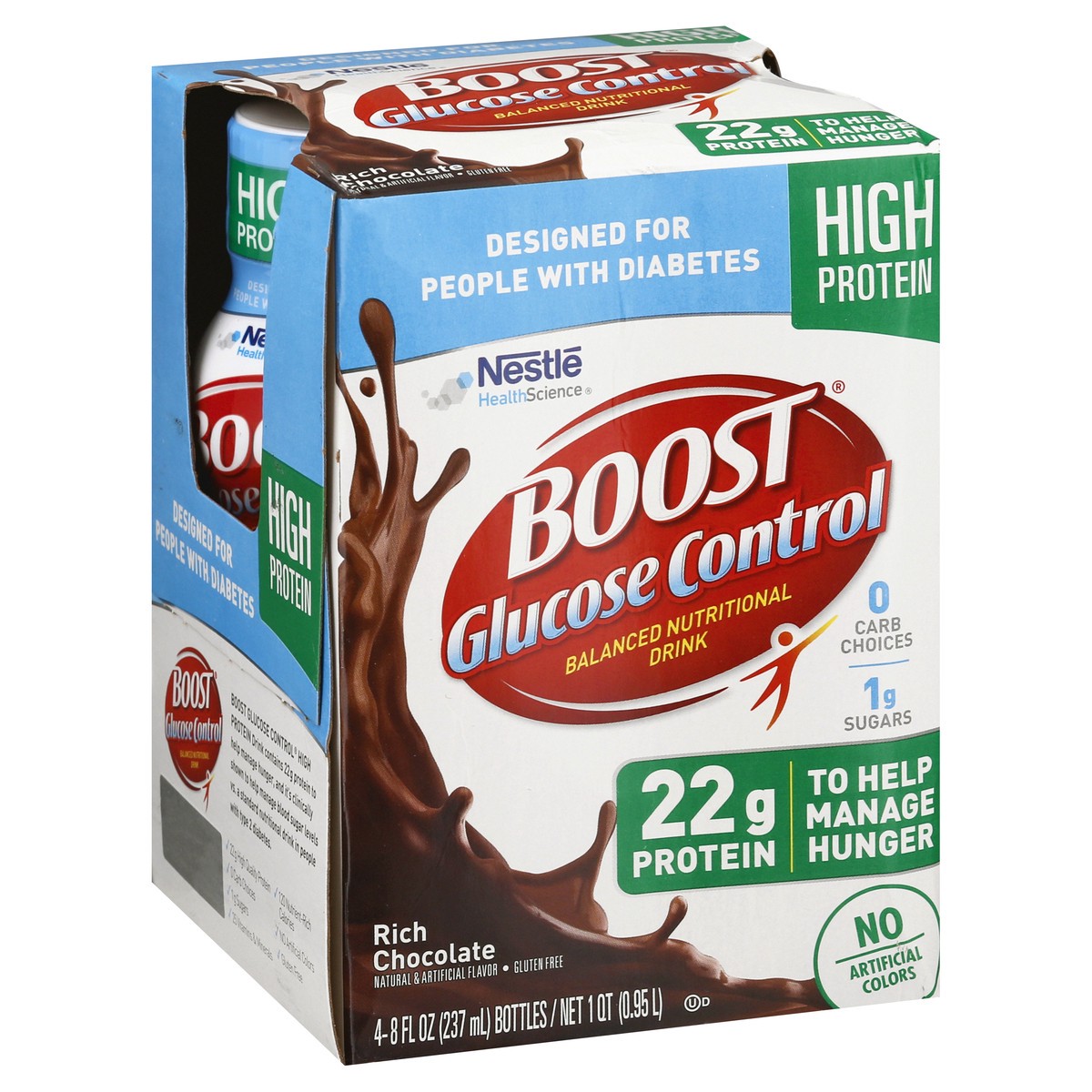 slide 5 of 9, Boost Glucose Control High Protein Ready to Drink Nutritional Drink, Rich Chocolate, 4 - 8 FL OZ Bottles, 32 fl oz