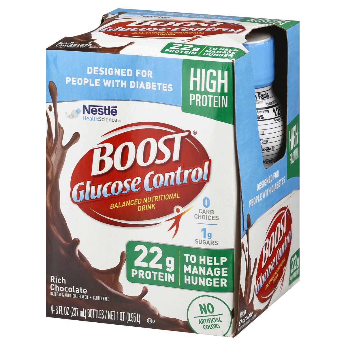 slide 6 of 9, Boost Glucose Control High Protein Ready to Drink Nutritional Drink, Rich Chocolate, 4 - 8 FL OZ Bottles, 32 fl oz