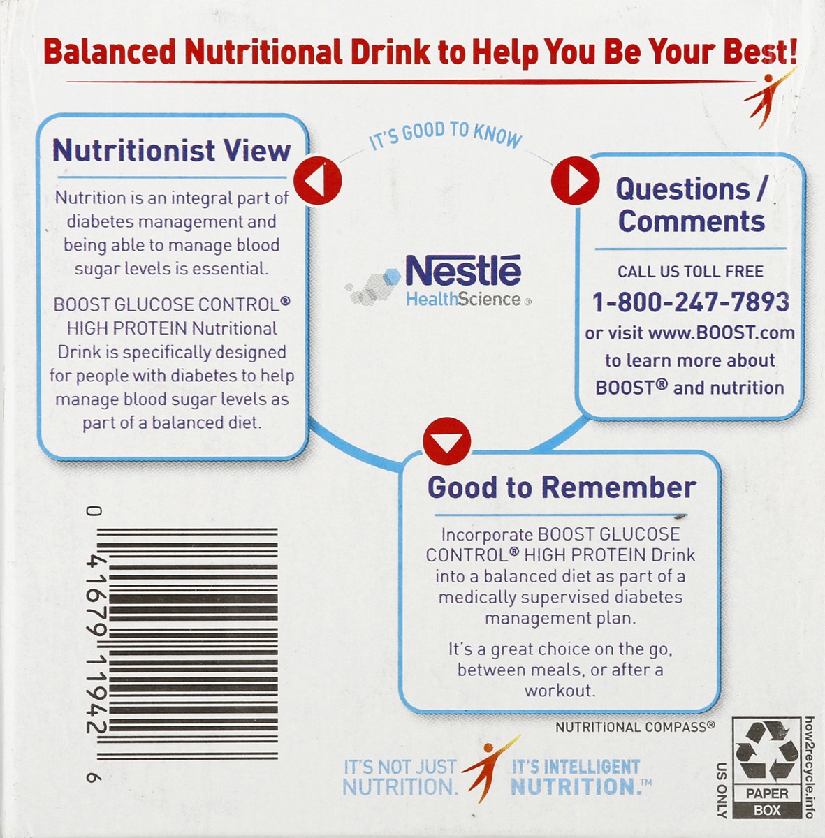 slide 2 of 9, Boost Glucose Control High Protein Ready to Drink Nutritional Drink, Rich Chocolate, 4 - 8 FL OZ Bottles, 32 fl oz