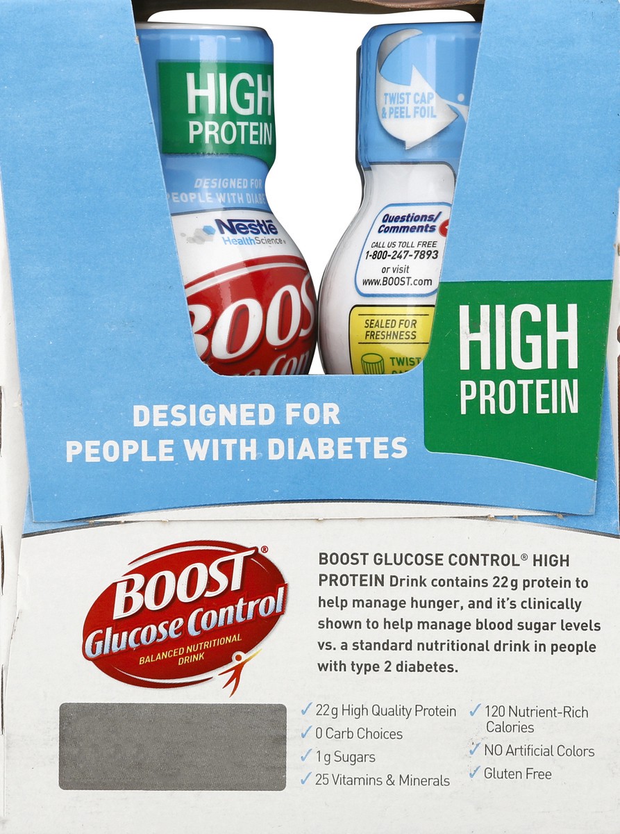 slide 7 of 9, Boost Glucose Control High Protein Ready to Drink Nutritional Drink, Rich Chocolate, 4 - 8 FL OZ Bottles, 32 fl oz