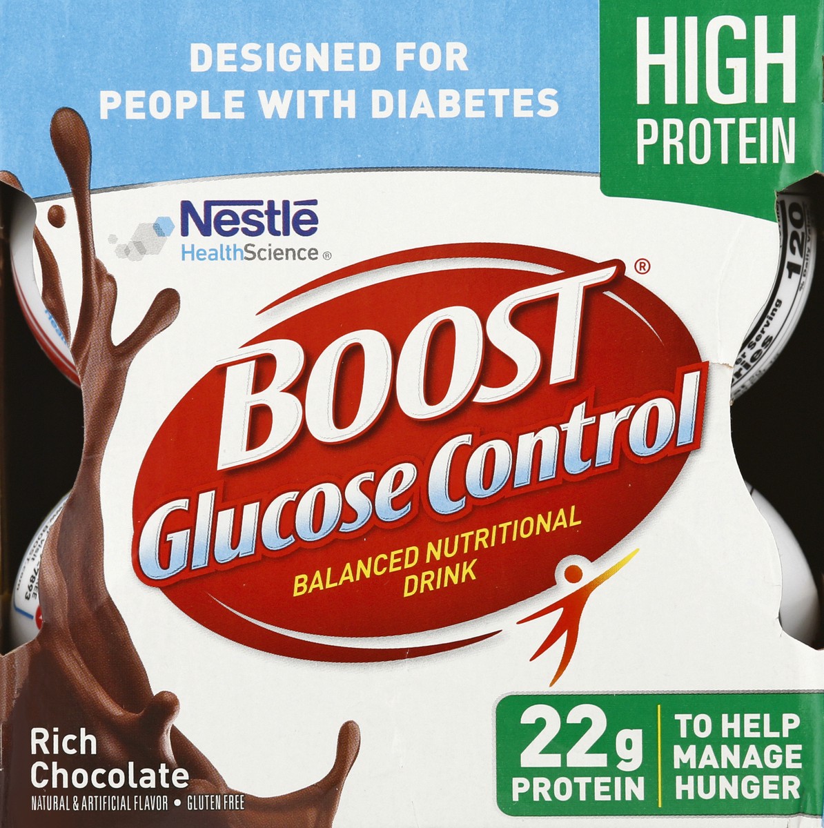 slide 4 of 9, Boost Glucose Control High Protein Ready to Drink Nutritional Drink, Rich Chocolate, 4 - 8 FL OZ Bottles, 32 fl oz