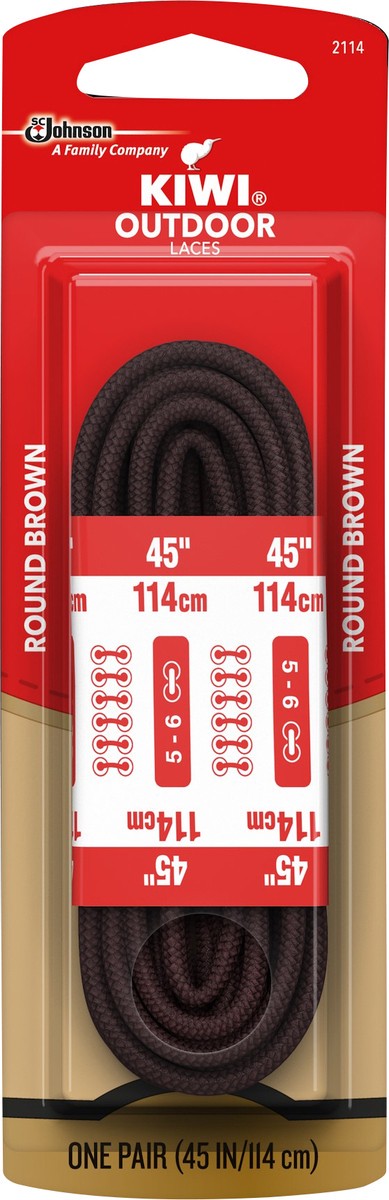 slide 5 of 7, KIWI Outdoor Round Laces, Brown, 45 in, 1 pair, 1 ct