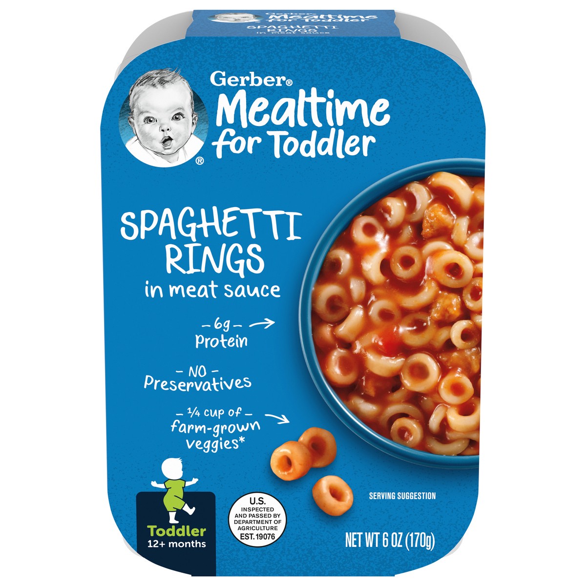 slide 1 of 9, Gerber Lil' Meals Spaghetti Rings In Meat Sauce, 6 oz
