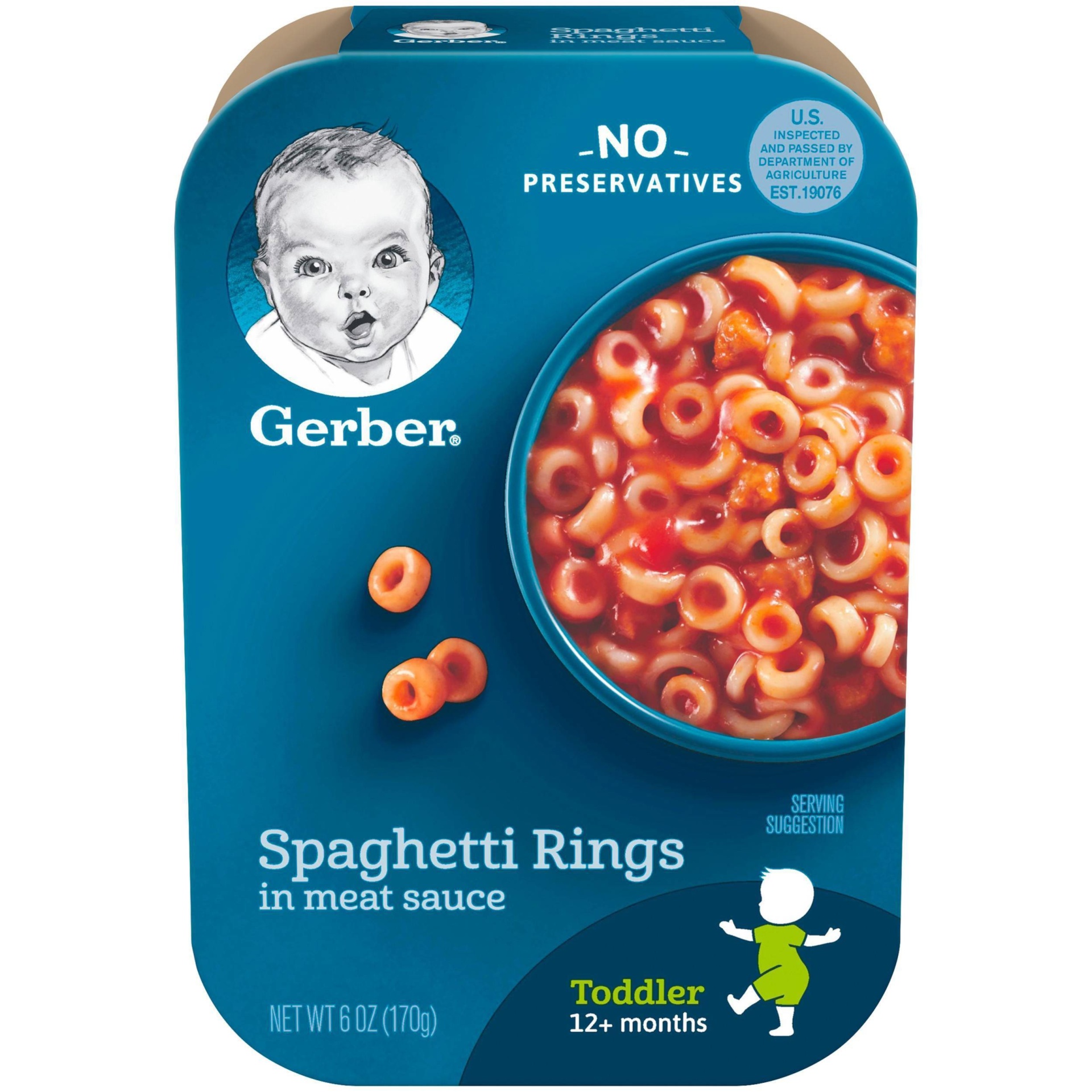 slide 1 of 8, Gerber Spaghetti Rings In Meat Sauce Toddler Lil Meal, 6 oz