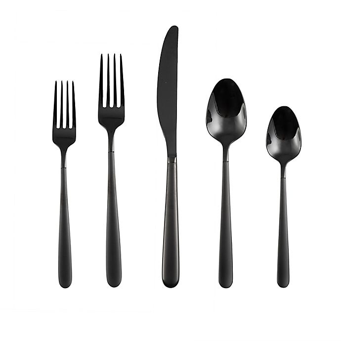 slide 1 of 1, Artisanal Kitchen Supply Adley Black Sand Flatware Set, 20 ct