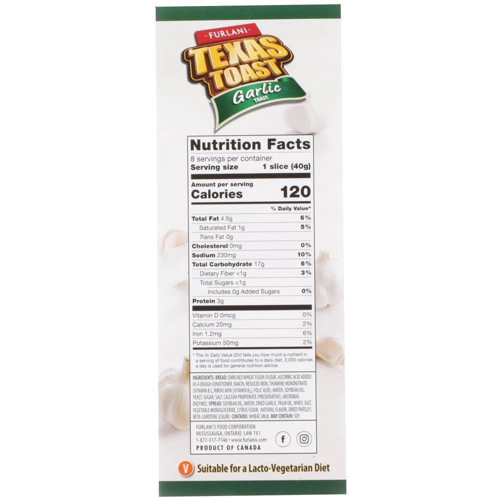slide 3 of 6, Furlani Garlic Texas Toast 8 ea, 8 ct
