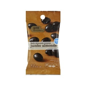 slide 1 of 1, CVS Gold Emblem Dark Chocolate Covered Jumbo Almonds, 1.5 oz; 42 gram