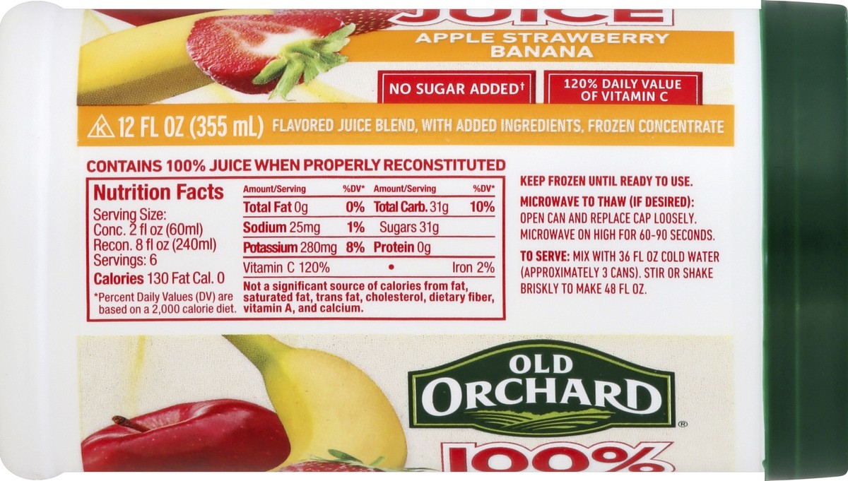 slide 3 of 5, Old Orchard 100% Apl/Strwbry/Ban Juice, 12 fl oz