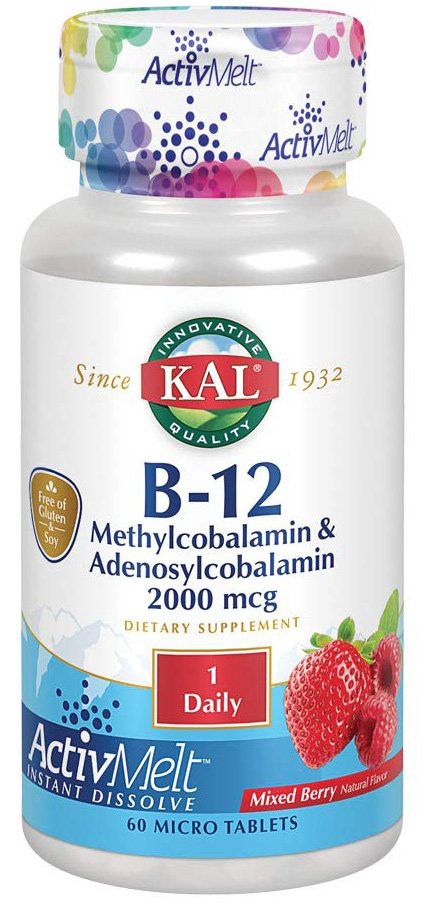 slide 1 of 1, Kal B12 Methyl Adenosyl 2000mcg Br, 60 ct