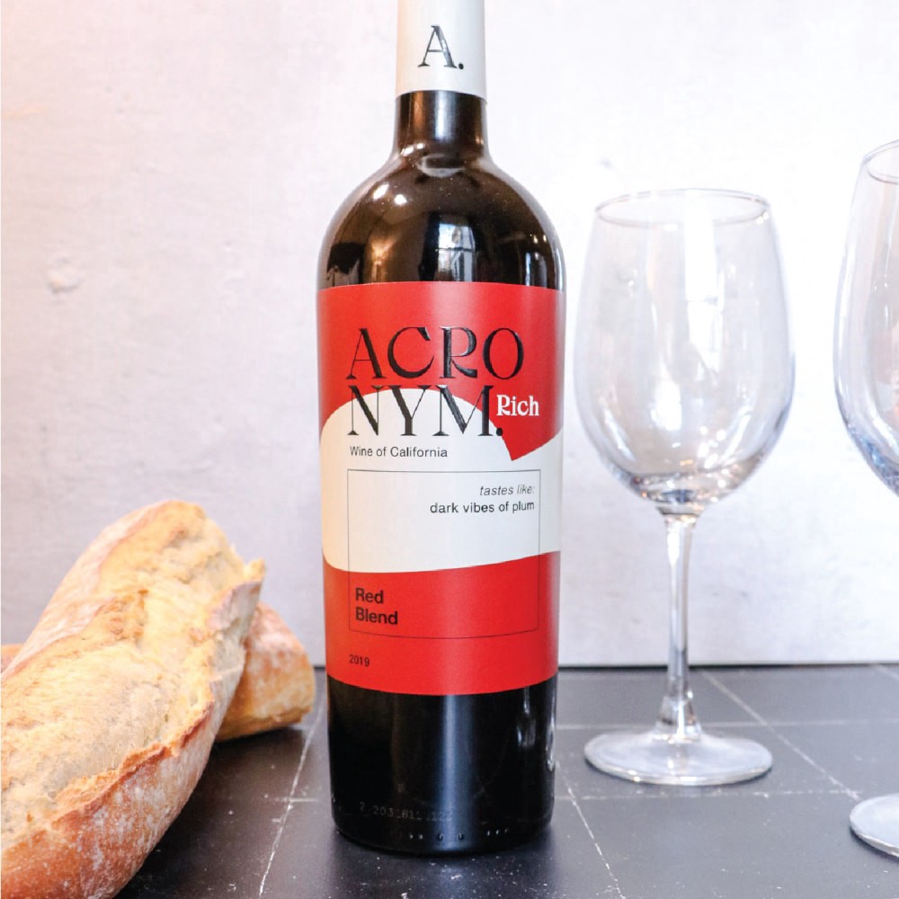 slide 4 of 6, Acronym Rich Red Blend Red Wine, 750 ml