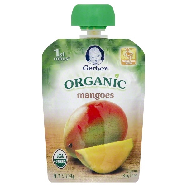 slide 1 of 2, Gerber Organic 1st Foods Mangoes Baby Food, 3.17 oz