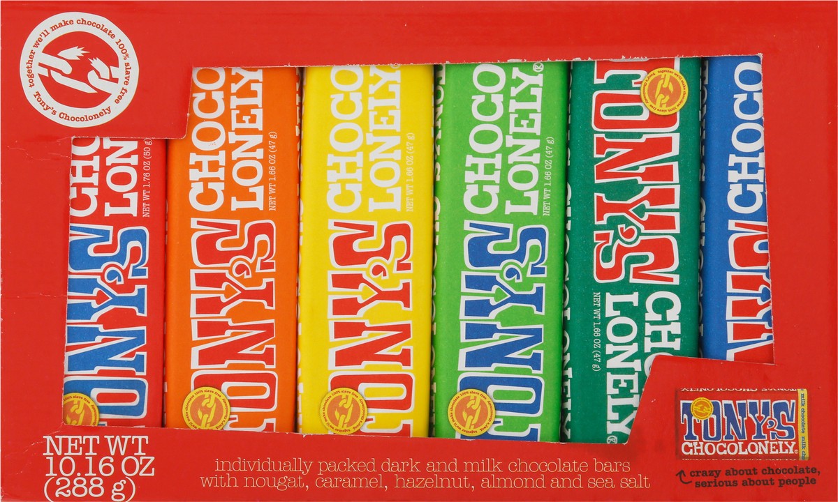 slide 4 of 9, Tony's Chocolonely Assorted Chocolate Bars 10.16 oz, 6 ct