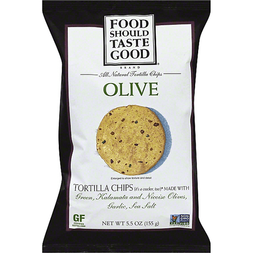 slide 2 of 3, Food Should Taste Good Gluten Free Non-GMO Olive Tortilla Chips, 5.5 oz