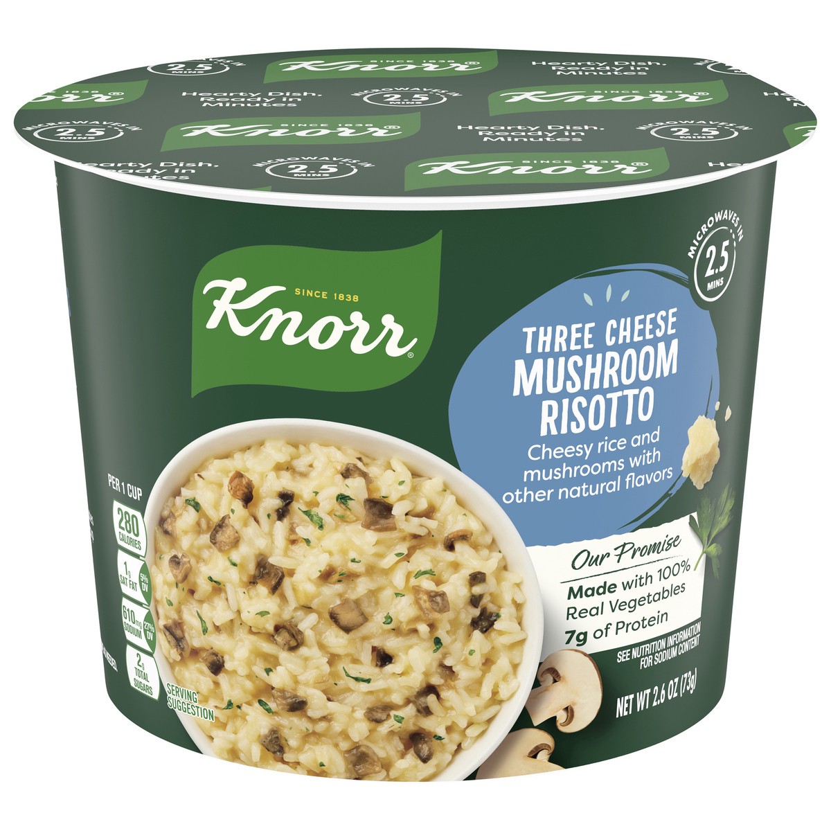 slide 1 of 7, Knorr 3 Cheese Mushroom Risotto Rice Cup, 2.6 oz