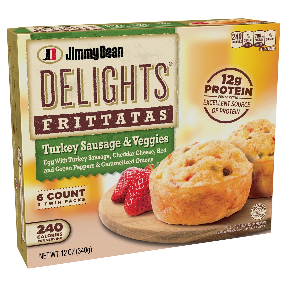 slide 2 of 9, JimmyDean Delights Turkey Sausage & Veggies Frittatas, 6 ct; 12 oz