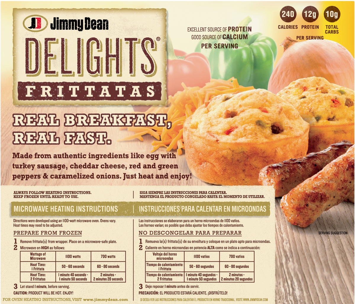 slide 9 of 9, JimmyDean Delights Turkey Sausage & Veggies Frittatas, 6 ct; 12 oz