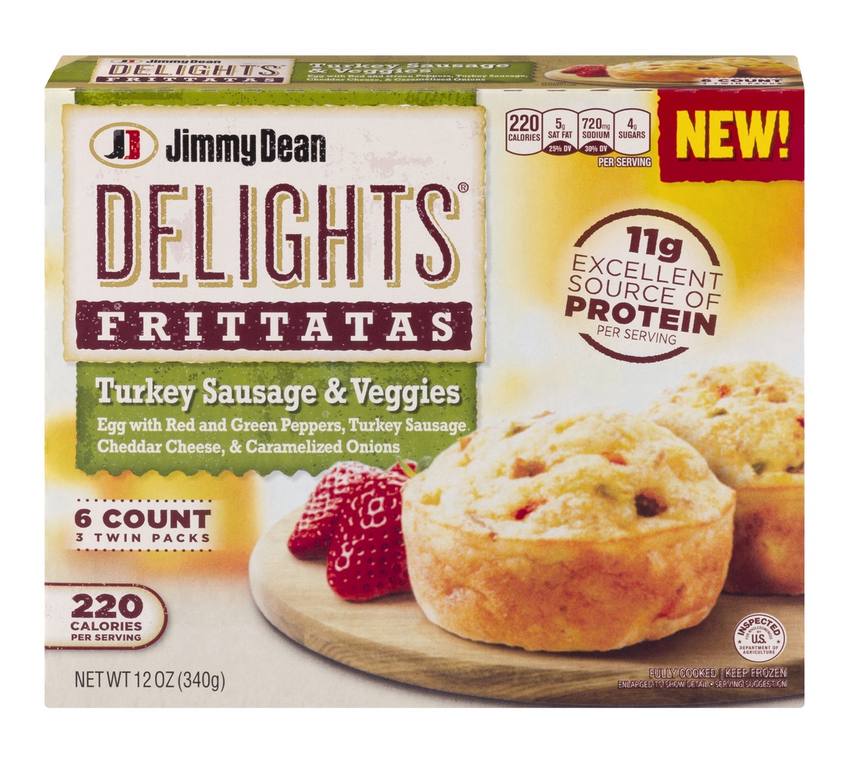 slide 1 of 9, JimmyDean Delights Turkey Sausage & Veggies Frittatas, 6 ct; 12 oz